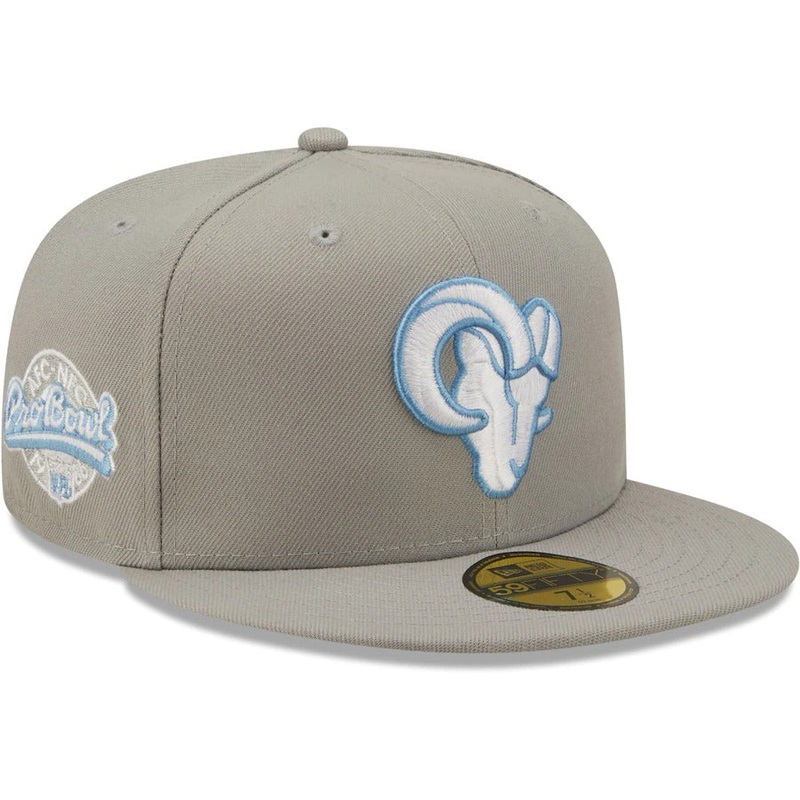 New Era Los Angeles Rams Gray 1986 Pro Bowl Sky Blue Undervisor 59FIFTY Fitted Hat