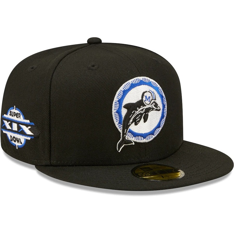 New Era Miami Dolphins Black Royal Undervisor Super Bowl XIX 59FIFTY Fitted Hat