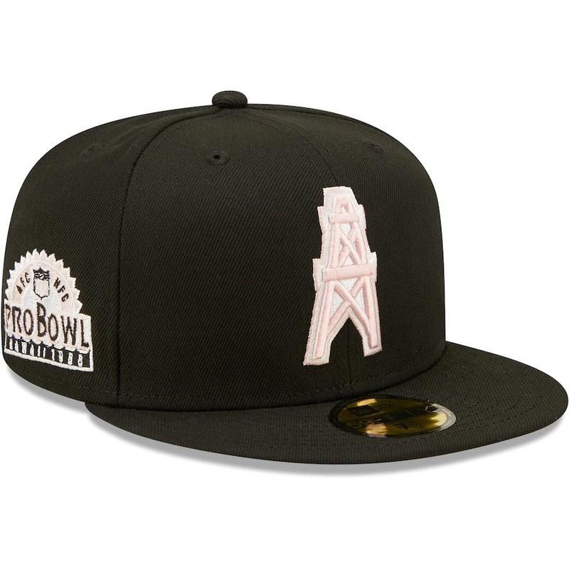 New Era Houston Oilers Black Gridiron Classics 1988 Pro Bowl Pink Undervisor 59FIFTY Fitted Hat