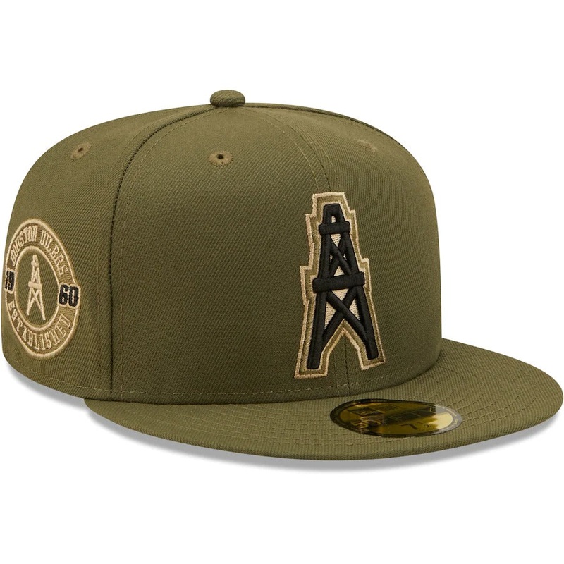 New Era Houston Oilers Olive Gridiron Classics Established 1960 Camo Undervisor 59FIFTY Fitted Hat