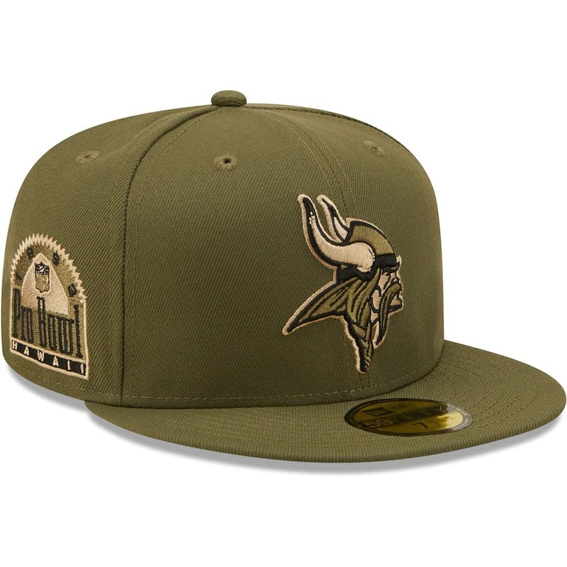 New Era Minnesota Vikings Olive 1993 Pro Bowl Camo Undervisor 59FIFTY Fitted Hat