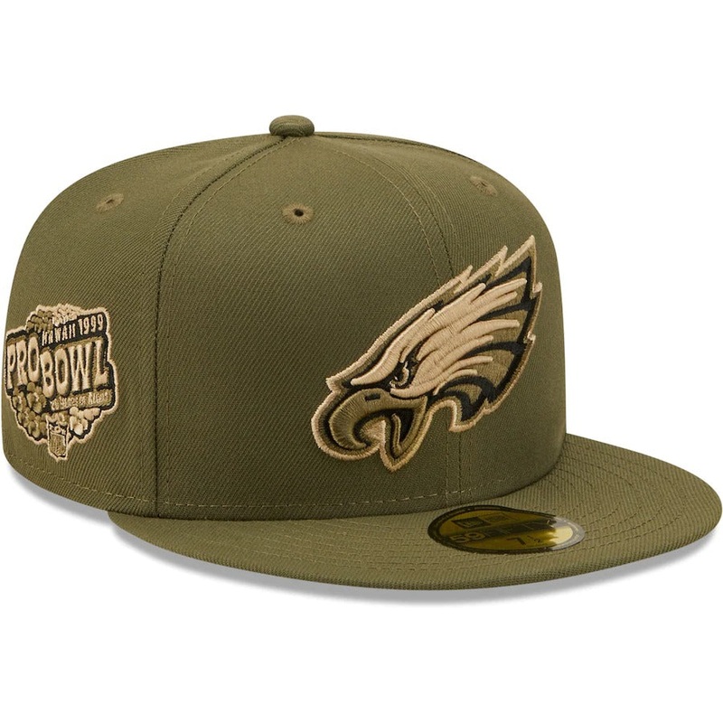 New Era Philadelphia Eagles Olive 1999 Pro Bowl Camo Undervisor 59FIFTY Fitted Hat