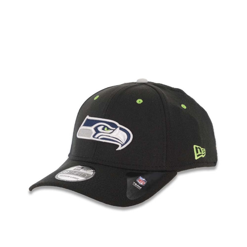 Seattle Seahawks New Era NFL 39THIRTY 3930 Flexfit Cap Hat Black Crown/Visor Team Color Logo
