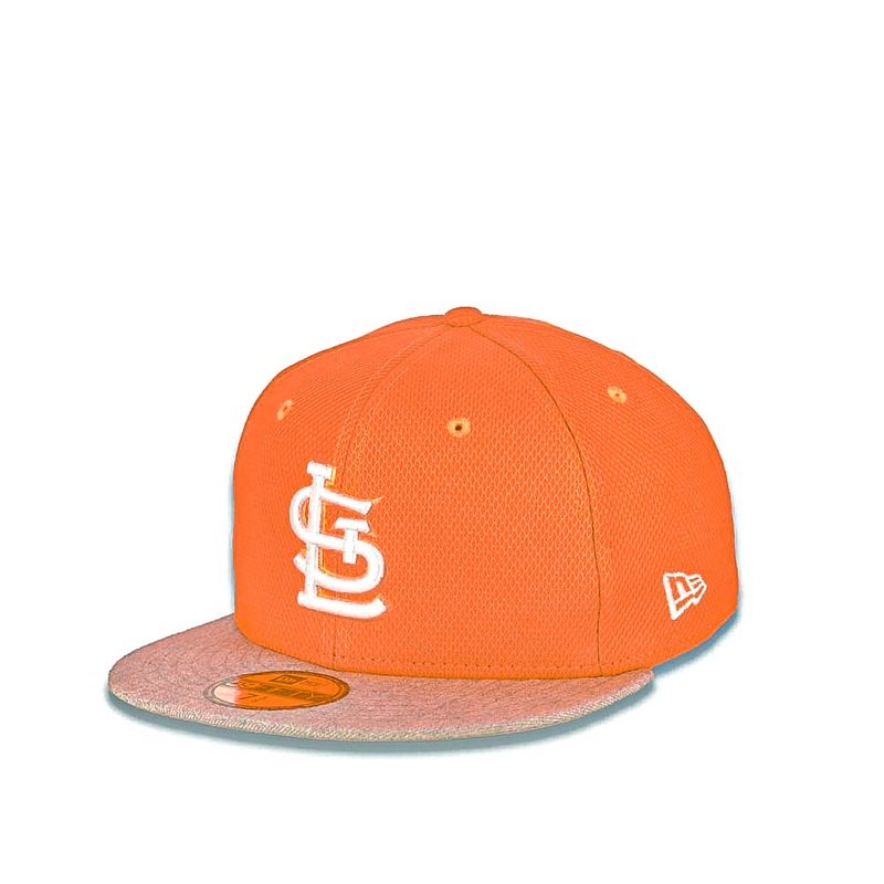 St. Louis Cardinals New Era MLB 59FIFTY 5950 Fitted Cap Hat Neon Orange Crown Heather Gray Visor White/Orange Logo