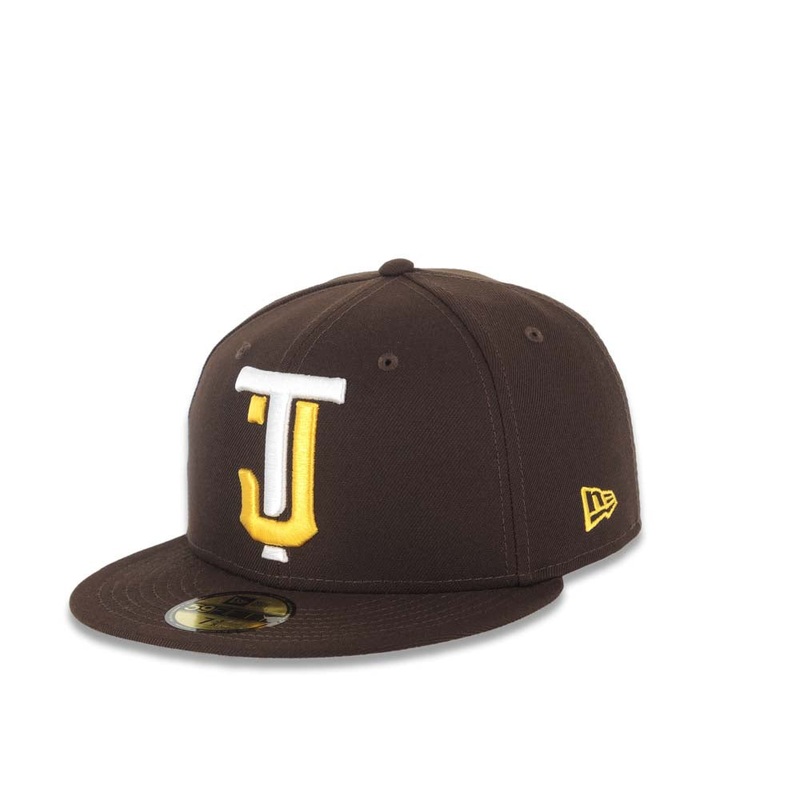 Tijuana Toros New Era LMB 59FIFTY 5950 Fitted Cap Hat Dark Brown Crown/Visor White/Yellow TJ Logo