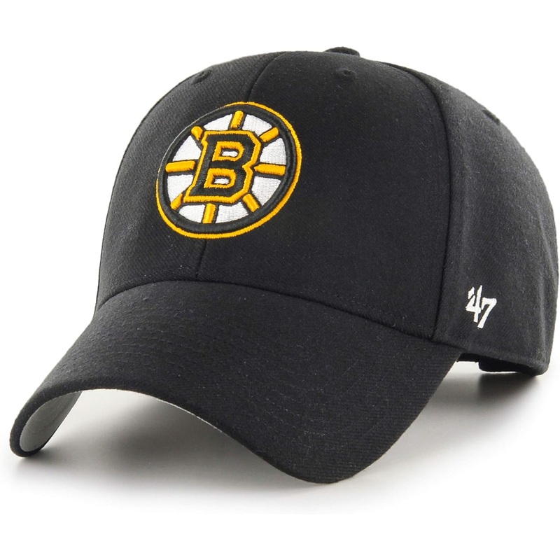 Boston Bruins ’47 Brand NHL MVP Adjustable Cap Hat Black Crown/Visor Team Color Logo