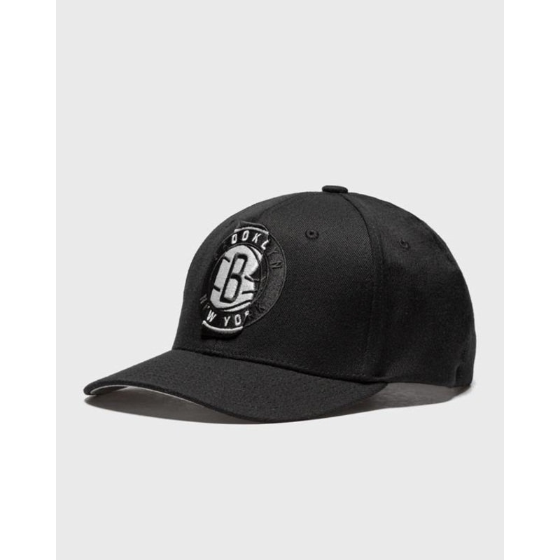 Brooklyn Nets Mitchell & Ness NBA First Letterman Redline Snapback Cap Hat Black Crown/Visor Team Color Logo