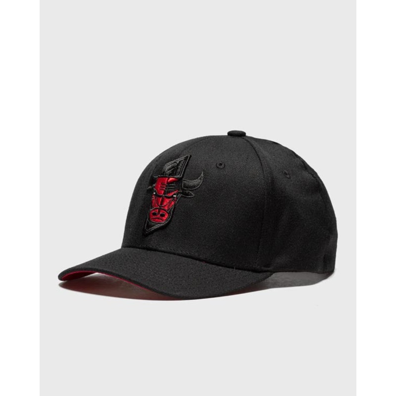 Chicago Bulls Mitchell & Ness NBA First Letterman Redline Snapback Cap Hat Black Crown/Visor Team Color Logo