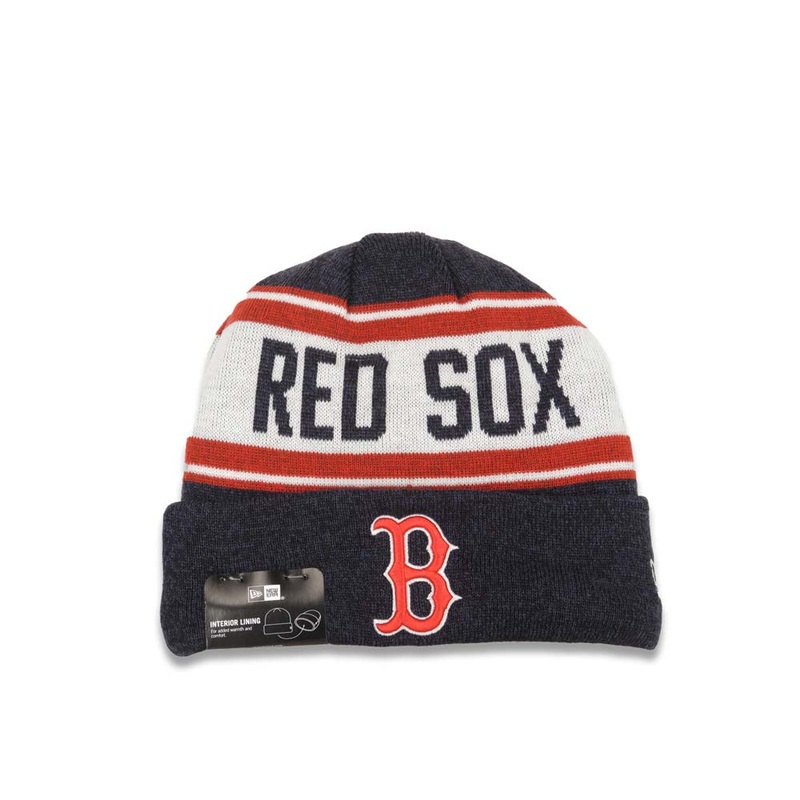 Boston Red Sox New Era MLB Cuffed Stated A4 Knit Beanie Hat Black Crown/Cuff Team Color “B” Logo
