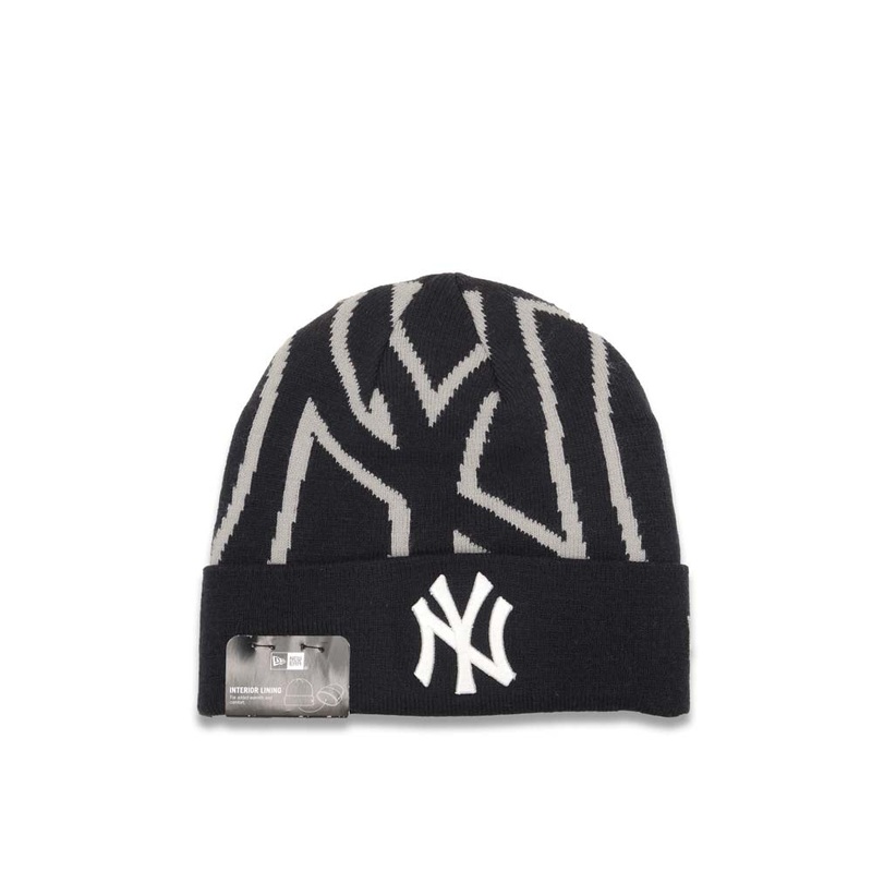New York Yankees New Era NFL Logo Whiz Cuffed Knit Beanie Hat Black/Gray Crown/Visor Team Color Logo