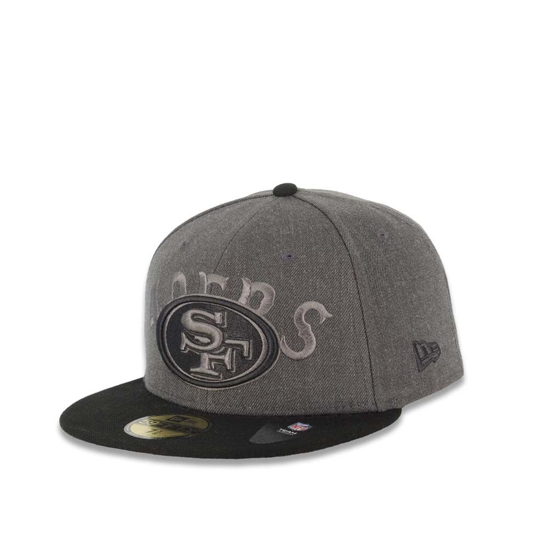 San Francisco 49ers New Era NFL 59FIFTY 5950 Fitted Cap Hat Heather Dark Gray Crown Black Visor Black/Gray Logo