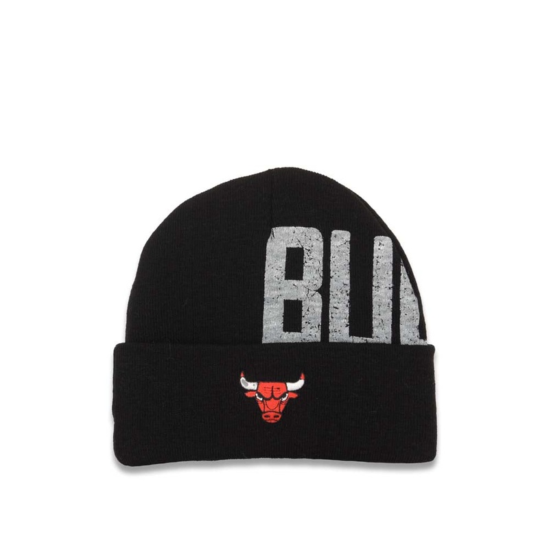 Chicago Bulls ’47 Brand NBA Cuffed Beanie Hat Black/White Crown/Visor Team Color Logo