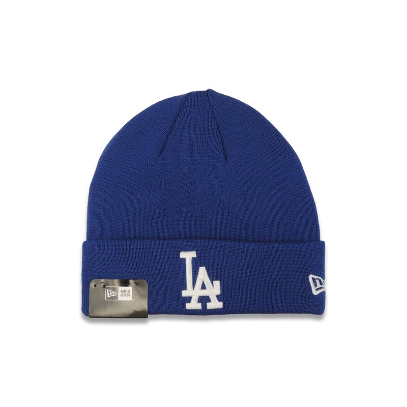 Los Angeles Dodgers New Era MLB Cuffed Basic Knit Beanie Hat Royal Blue Crown/Cuff White Logo (Solid Color Knit)