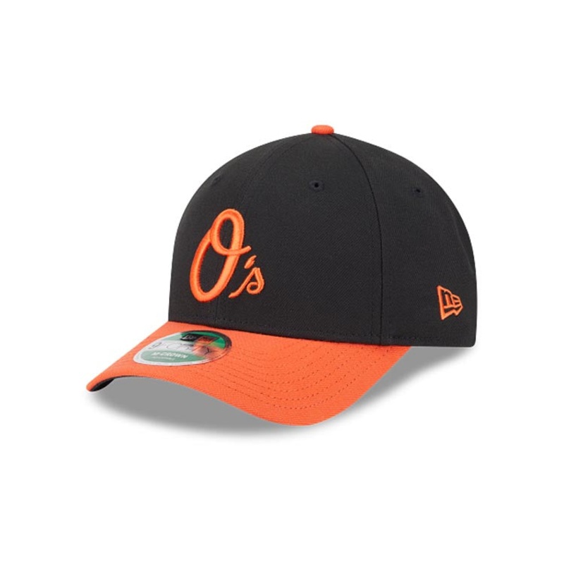 Baltimore Orioles New Era MLB 9FORTY 940 Adjustable M-Crown Cap Hat Black Crown Orange Visor Orange Logo (Player Replica)
