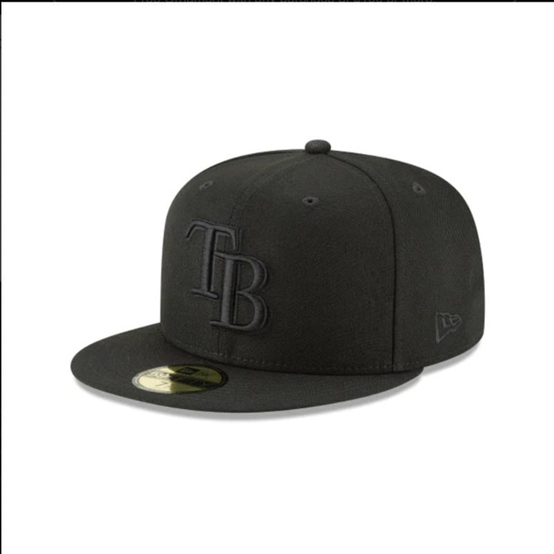 Tampa Bay Rays New Era MLB Fitted Cap Hat Black Crown/Visor Black Logo