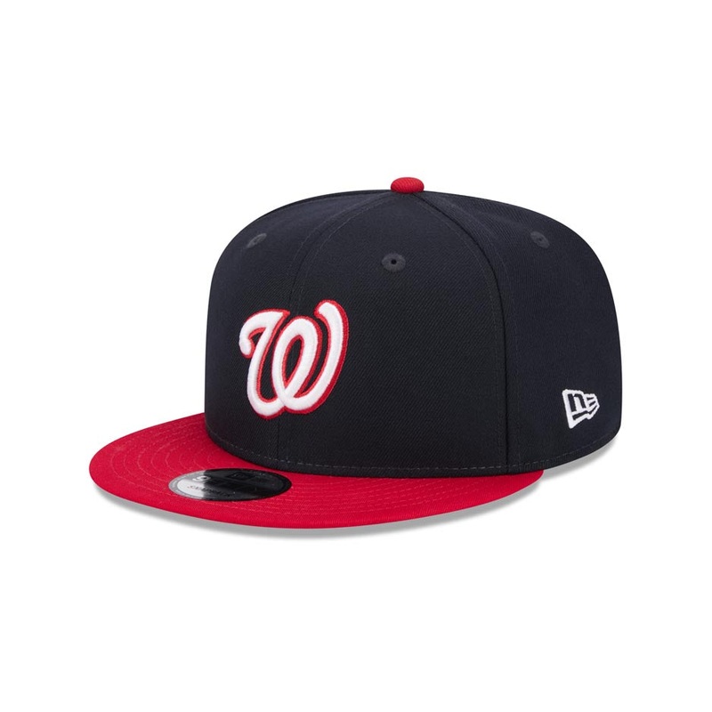 Washington Nationals New Era MLB 9FIFTY 950 Snapback Cap Hat Navy Blue Crown Red Visor Team Color Logo