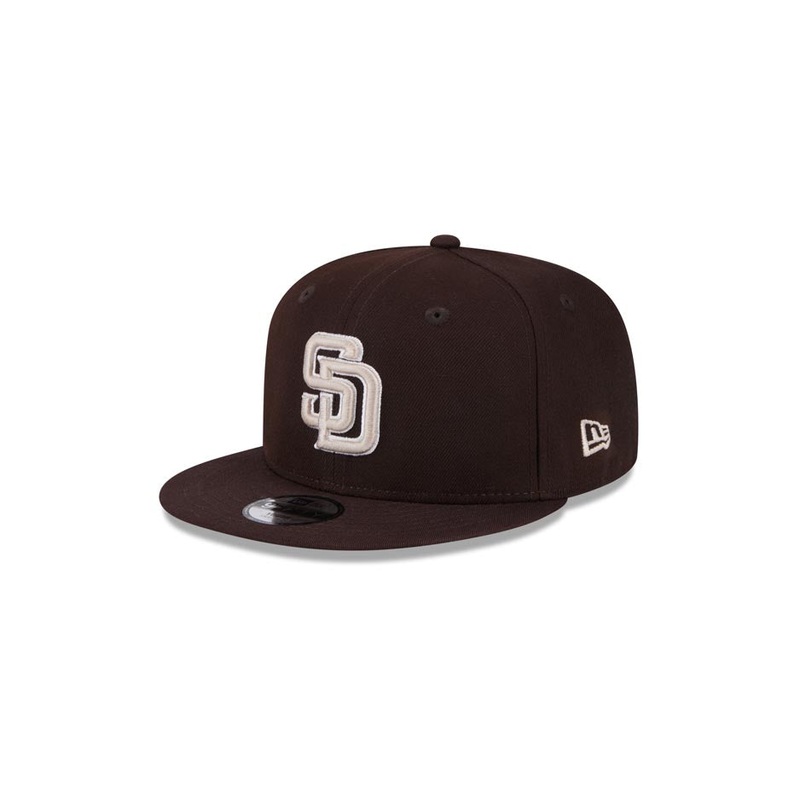 (Youth) San Diego Padres New Era MLB 9FIFTY 950 Kid Snapback Cap Hat Brown Crown/Visor Gray/White Logo