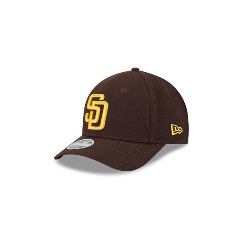 (Youth) San Diego Padres New Era MLB 9FORTY 940 Adjustable Kid M-Crown Cap Hat Brown Crown/Visor Yellow Logo (Player Replica)
