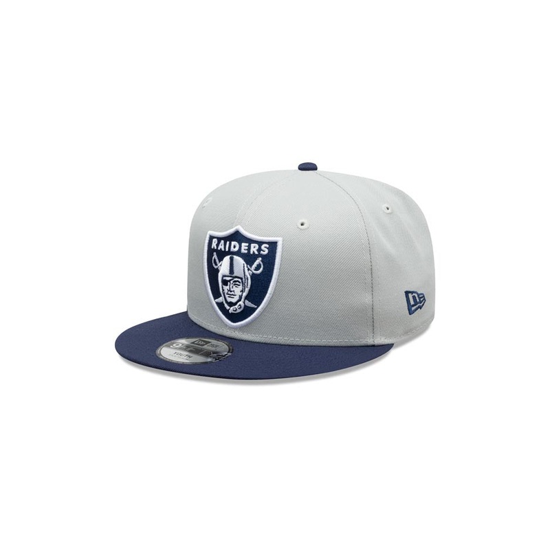 (Youth) Las Vegas Raiders New Era NFL 9FIFTY 950 Kid Snapback Cap Hat Gray Crown Navy Blue Visor Navy Blue/White Logo (2-Tone Color Pack)