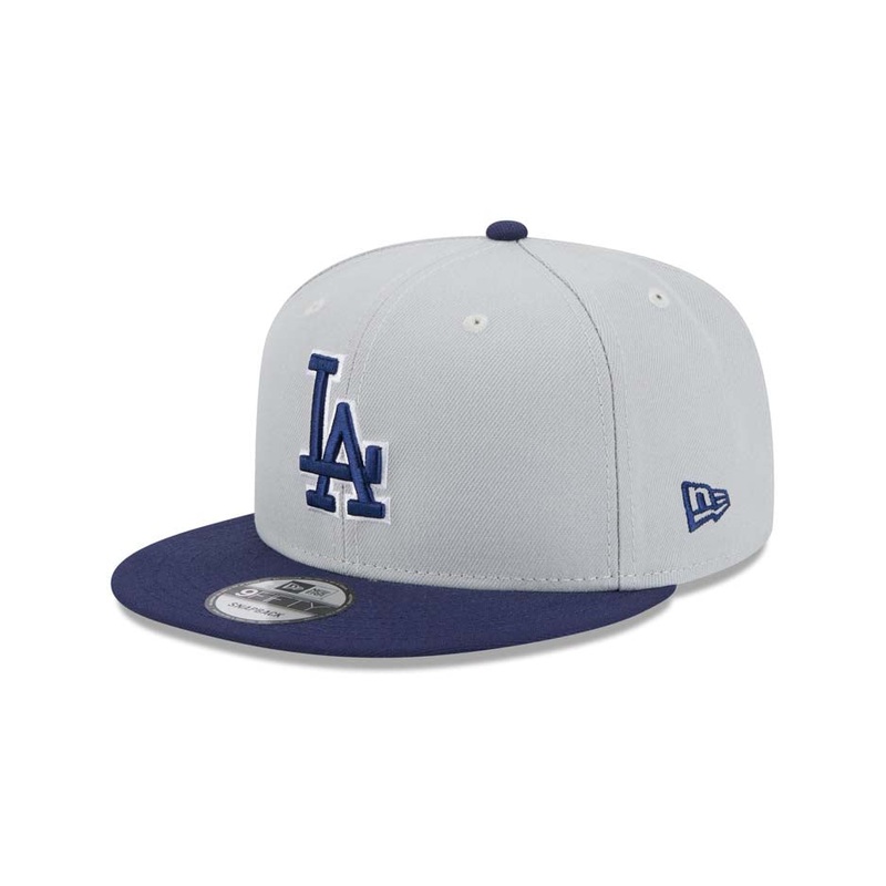 (Youth) Los Angeles Dodgers New Era MLB 9FIFTY 950 Kid Snapback Cap Hat Gray Crown Navy Blue Visor Blue/White Logo (2-Tone Color Pack)