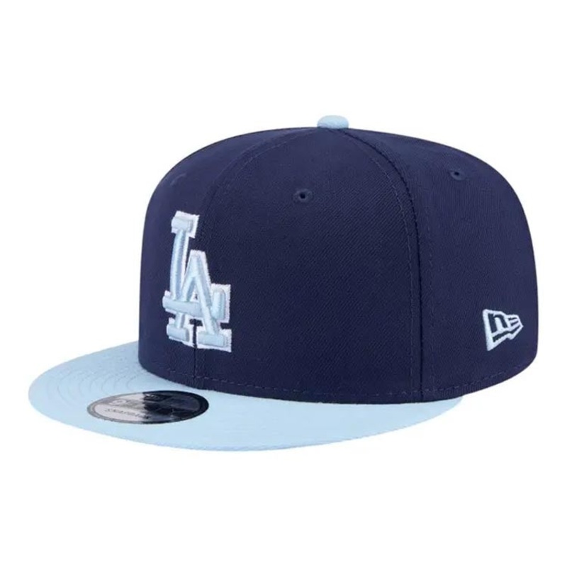 (Youth) Los Angeles Dodgers New Era MLB 9FIFTY 950 Kid Snapback Cap Hat Navy Blue Crown Light Blue Visor Light Blue/White Logo (2-Tone Color Pack)