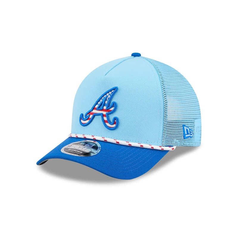 Atlanta Braves Independence Day 2025 9FORTY M-Crown A-Frame Trucker Hat