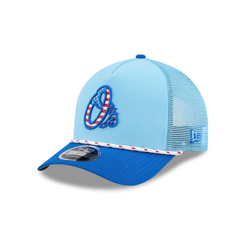 Baltimore Orioles Independence Day 2025 9FORTY M-Crown A-Frame Trucker Hat