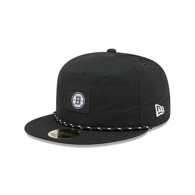 Boston Bruins Black Poly Rope Split Panel 59FIFTY Fitted Hat